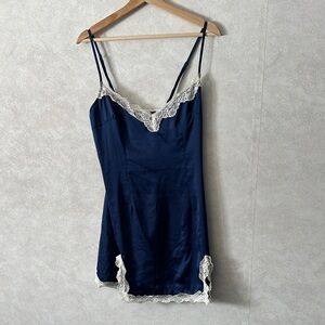 Lovers + Friends Navy Blue Lace Slip Dress